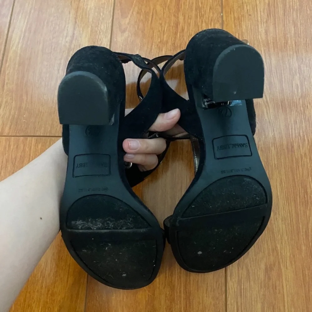 NWOT Target Sam & Libby Black Strappy Heels with Metal Ring Detailing - Picture 5 of 5
